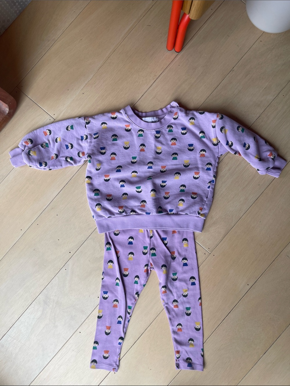 Bobo Choses Lavender Pajama Set with Colorful Character Print